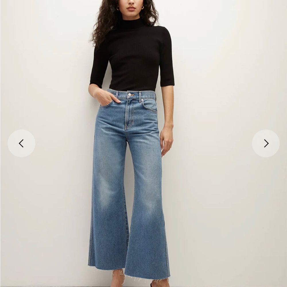 NWT Veronica Beard Taylor Cropped Wide-Leg Jeans, Size 26